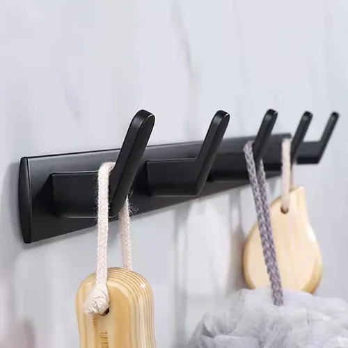 Miniatura 7 de Perchero de pared con 5 ganchos, gancho de pared negro, perchero moderno montado en la pared, gancho para abrigos es adecuado para sala de estar