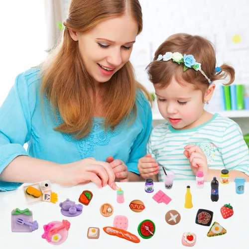 Miniatura 6 de MUYIZI 100 piezas de alimentos en miniatura Mini comida en miniatura accesorios para casa de muñecas de resina pequeña, juego de comida para casa