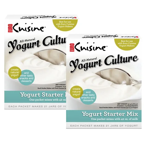 Euro Cuisine RI1020 - Iniciador de cultivo de yogur natural, sin lácteos, leche entera, yogur proteico, bolsas de yogur probiótico para yogur