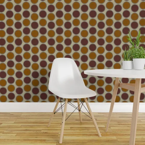 Miniatura 3 de Removable Wallpaper Swatch - Mod Circles Brown Dot Custom Pre-Pasted Wallpaper by Spoonflower