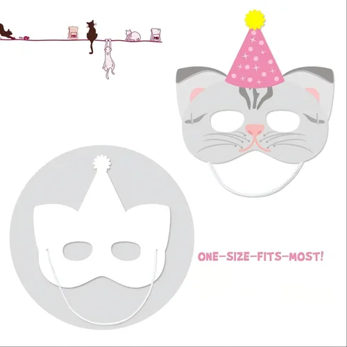 Miniatura 4 de Distaratie 12 máscaras de papel de gato para decoraciones de fiestas, bonitas máscaras faciales de gato para accesorios de cabina de fotos