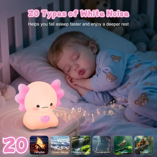Miniatura 5 de Luz nocturna para niños con altavoz inalámbrico, portátil de 7 colores, lámpara de noche de tacto cálido regulable con control remoto, máquina