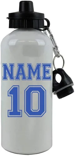 Camiseta personalizada de fútbol, fútbol, béisbol y sóftbol. Añade tu nombre/número, con acabado blanco de aluminio, botella de agua deportiva de 20