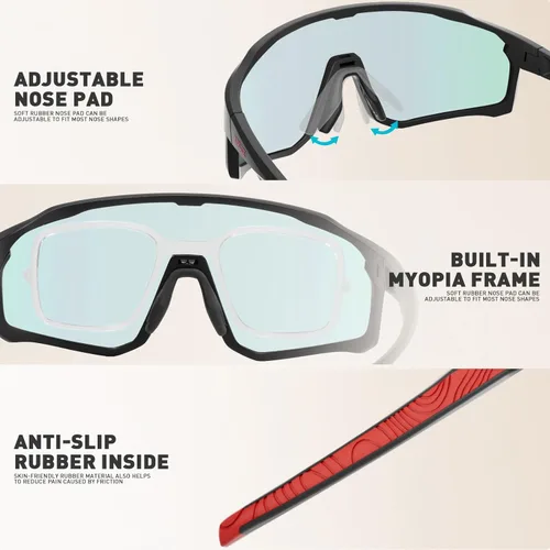 Miniatura 3 de KAPVOE Gafas de ciclismo fotocromáticas para hombres y mujeres, gafas de sol para bicicleta de montaña MTB, deportes, transición, triatlón, carrera