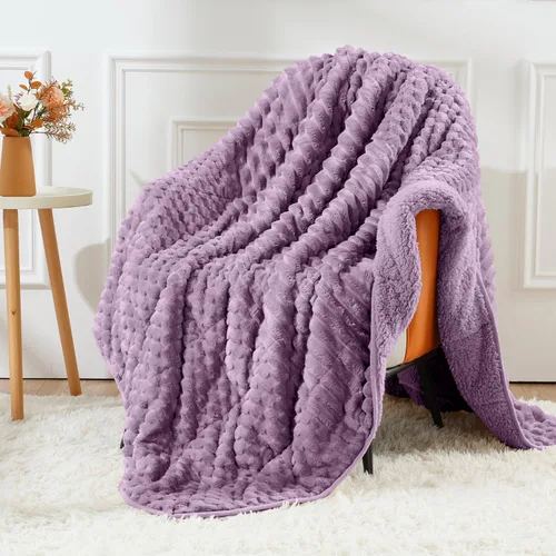 Miniatura 11 de Uttermara Manta con peso de vellón para adultos, tamaño individual, 15 libras, manta suave con peso Sherpa para dormir y relajarse, manta pesada