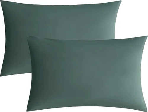 Miniatura 29 de JELLYMONI Juego de 2 fundas de almohada estándar de algodón lavado con textura similar al lino, color ámbar naranja de 20 x 26 pulgadas, fundas