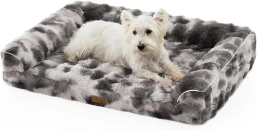 Miniatura 13 de COZY KISS Cama ortopédica de piel sintética de conejo para perro, cama grande para perro, sofá de espuma de apoyo para mascotas con funda de forro