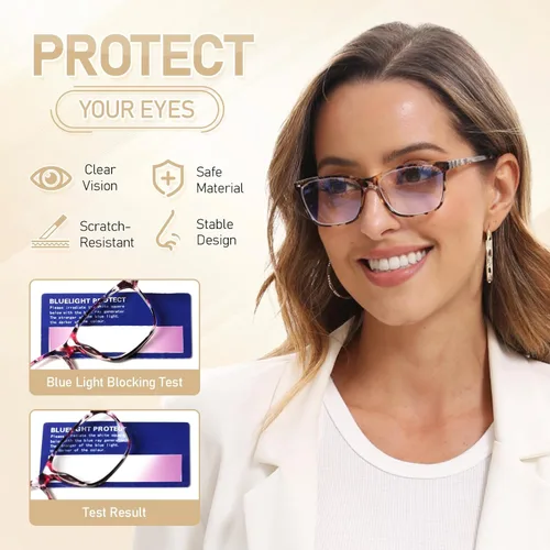Miniatura 5 de SIGVAN Lentes de lectura para mujer, con bloqueo de luz azul, bisagra de resorte, diseño de moda, lentes con estampado para mujer Multicolor