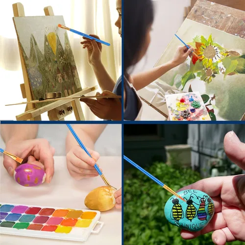 Miniatura 7 de AROIC Juego de pinceles de pintura acrílica, 15 pinceles de pelo de nailon para todo tipo de uso, óleo, acuarela, pintura de cara, cuerpo, roca