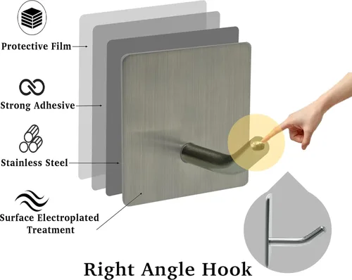 Miniatura 6 de Ganchos autoadhesivos, ganchos de pared de acero inoxidable resistentes, ganchos para toallas para colgar batas, duchas, abrigos y sombreros