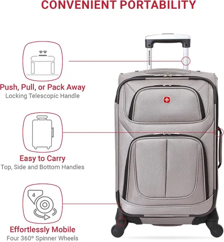 Miniatura 107 de SwissGear - Equipaje suave expandible Sion con ruedas, Negro