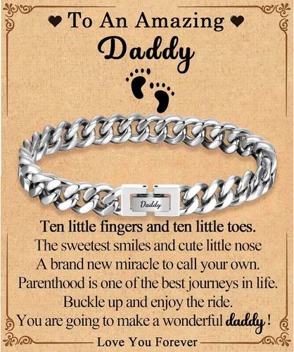 Miniatura 8 de Regalos para papá, hijo, nieto, tío sobrino, hermano, marido, novio, regalos para hombres y niños, pulsera de eslabones de cadena cubana, regalos