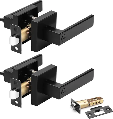 Miniatura 8 de Priobrico - Manija de puerta interior de bronce aceitado con cerradura, manijas de puerta de privacidad para dormitorio, perillas modernas de puerta