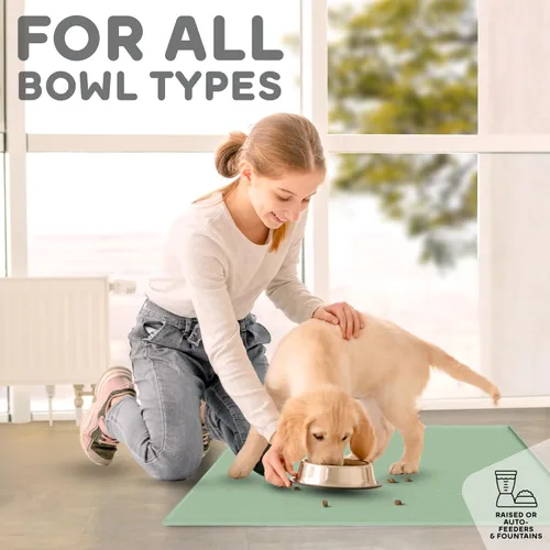 Miniatura 6 de Tapete para comida de perro y gato, bordes elevados para evitar derrames de comida y agua, impermeable, protege el piso, fácil de limpiar