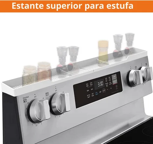Miniatura 6 de AWOKE Estante superior para estufa de 30 pulgadas, estante magnético de material de silicona para la estufa, 3 particiones funcionales, organizador