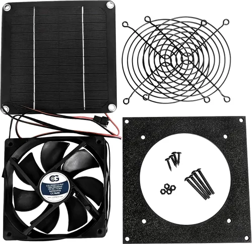 Miniatura 2 de coolerguys Pequeño kit de ventilador impermeable alimentado por energía solar para gallineros, invernaderos, casas de perros, cobertizos y otros