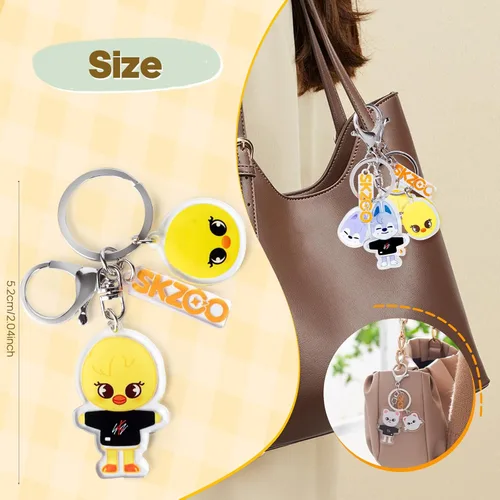 Miniatura 2 de Llavero de dibujos animados para niños, llavero de niños callejeros, colgante de animal lindo, acrílico de doble cara patrón SKZ mochila colgante