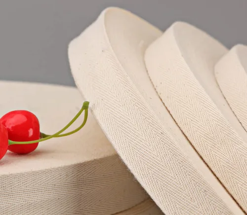 Miniatura 2 de Cinta de sarga de algodón de 1 pulgada, 55 yardas, rollo de cinta natural suave para costura, manualidades, decoración del hogar, color beige
