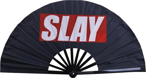Miniatura 15 de Abanico plegable grande para rave, ventilador chino de Kung Fu Tai Chi para hombres y mujeres, festivales de boda, decoración de fiesta de Negro