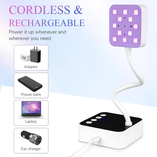 Miniatura 7 de Luz LED de uñas para uñas de gel - Mini lámpara de uñas de gel inalámbrica de 36 W, esmalte de curado flash, secadora de uñas con 4 veces y sensor