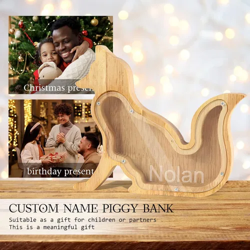 Miniatura 6 de Banco de monedas personalizado para niños, alcancía de madera personalizada con nombre grabado, caja de dinero de madera, regalo de cumpleaños