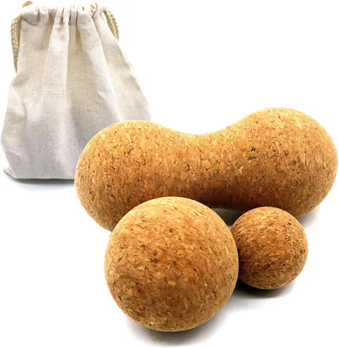 Miniatura 5 de Bola de masaje de cacahuete de corcho, bola de lacrosse con rodillo de maní para terapia de punto de rigger, relajar los músculos, dolor de espalda