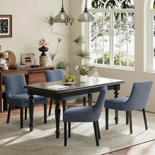 Miniatura 34 de MALOL Juego de 2 sillas de comedor tapizadas en corduroy con patas de madera, sillas de cocina laterales acolchadas de respaldo medio para comedor