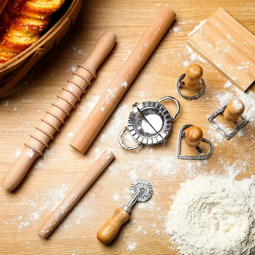 Miniatura 3 de Kit de 9 piezas de herramientas para hacer pasta de ñoquis – Tabla de ñoquis, cortador de pasta, sello de ravioles, juego de rodillos de pasta
