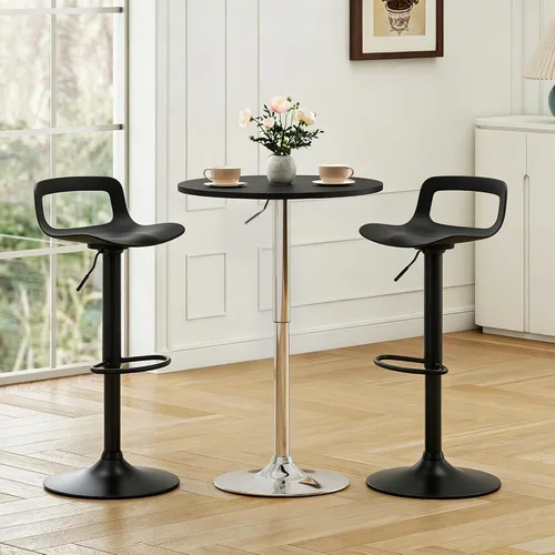 Miniatura 3 de LSSPAID Juego de 4 taburetes de bar giratorios de 360° de altura ajustable con respaldo y reposapiés, sillas de bar modernas de altura de mostrador