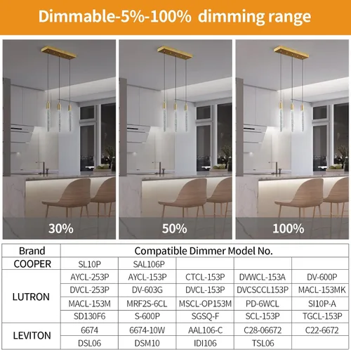 Miniatura 5 de Iluminación de Isla de Cocina Accesorio de Luz Moderna Lámpara Colgante Dorada Regulable LED con Acabado de Latón Dorado Mini Luces Colgantes
