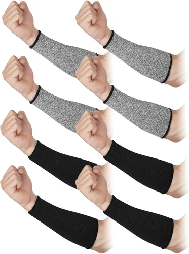 SATINIOR 4 pares de mangas de brazo resistentes a los cortes, protectores de brazo de nivel 5 para piel fina y moretones, protección de seguridad