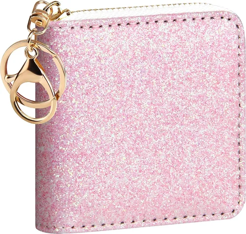 Miniatura 49 de GEEAD - Monedero pequeño con purpurina para mujer o niña, con anillo para llavero