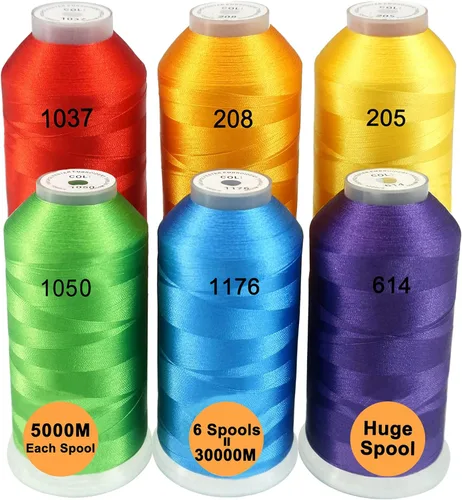 Miniatura 28 de New brothreads - 40 opciones - Varios paquetes de colores surtidos de hilo de poliéster para máquina de bordar, carrete grande de 5000 m para todas