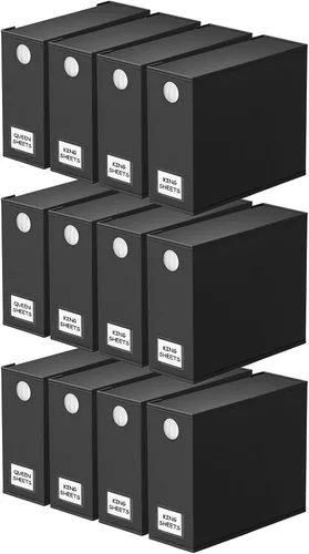 Miniatura 23 de SpaceAid Paquete de 8 Organizadores y Almacenamiento de Sábanas de Cama, Organizador de Sábanas Plegable para Armario de Ropa Blanca, Carpeta Beige
