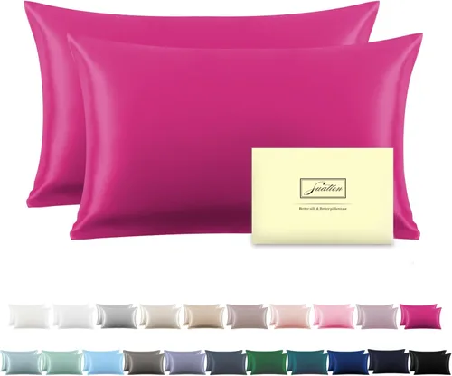 Miniatura 32 de Funda de almohada de seda para cabello y piel, suave, transpirable y sedosa 100% seda Queen, juego de 2, fundas de almohada de seda de morera