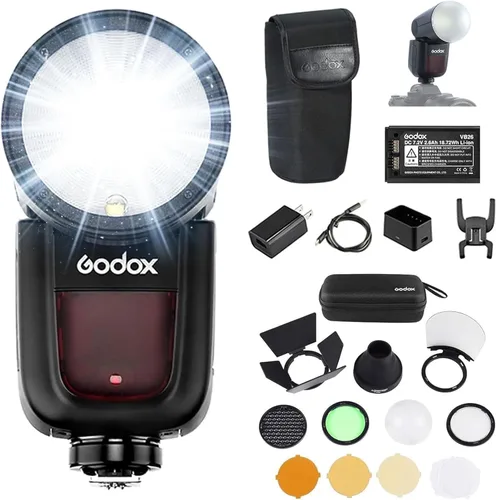 Flash de cámara Godox V1 V1C con kit de accesorios AK-R1 para Canon