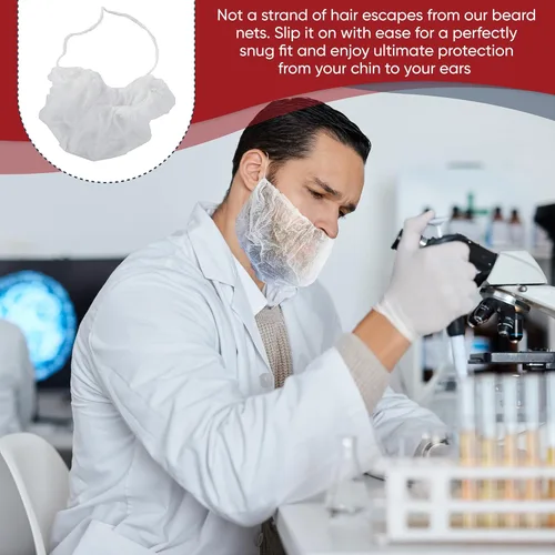 Miniatura 4 de Medical Nation Paquete de 100 redes desechables para barba para hombres, cubiertas de barba de cobertura completa, protectores de barba