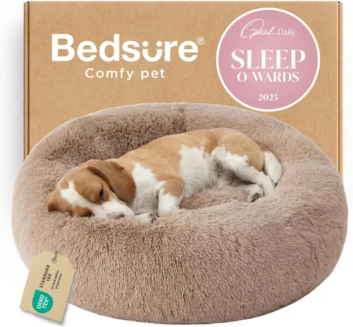 Miniatura 27 de Bedsure - Cama relajante para perro mediano, lavable, tipo dona, cama para gato, antideslizante, redonda, afelpada, mullida, de piel sintética