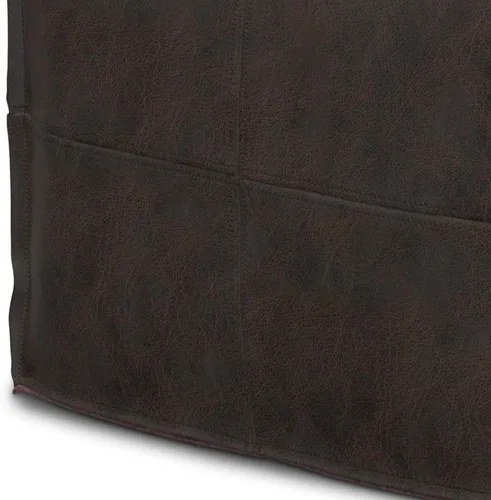 Miniatura 9 de SIMPLIHOME Sheffield - Puf cuadrado de 18 pulgadas de ancho x 14 pulgadas de alto de cuero genuino en marrón oscuro envejecido, reposapiés