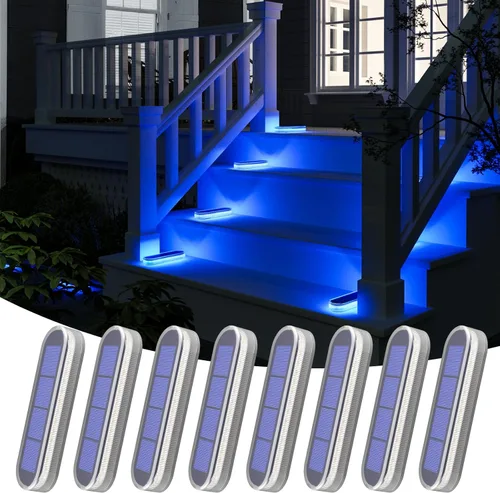 Miniatura 9 de YiLaie – Luces solares para escalones al aire libre, impermeables, blanco cálido, luces de escalera alimentadas por energía solar para escalones