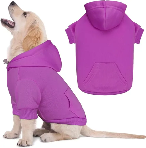 Miniatura 15 de Suéteres para perros grandes, suéter con capucha para perro de vellón cepillado suave sólido, ropa para mascotas, sudadera con capucha para mascotas