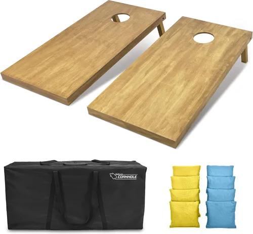 Miniatura 17 de GoSports 4 ft x 2 ft Regulation Size Wooden Cornhole Boards Set with Light Brown Finish - Includes Carrying Case and Bean Bags Negro- gris