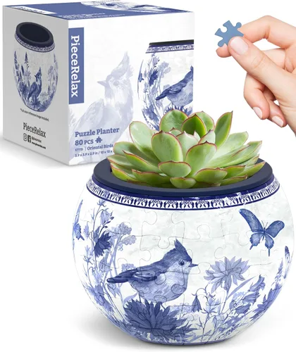 Miniatura 19 de PieceRelax Rompecabezas 3D Maceta 80 Piezas - Abundancia de Otoño, Macetas de Flores de Decoración del Hogar para Cactus de Interior, Macetas