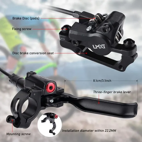 Miniatura 6 de TOBWOLF 1 Par de Juego de Frenos de Disco MTB, Kit de Frenos de Disco Hidráulico con Rotores de 160mm, Palancas de Calibración de Presión de Aceite