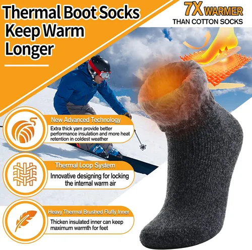 Miniatura 2 de 3 pares de calcetines térmicos cálidos para mujeres y hombres, calcetines de esquí de invierno con aislamiento para botas gruesas para clima frío