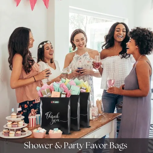 Miniatura 7 de Rainbows & Lilies 100 Bolsas de Plástico de Agradecimiento con Asas - 12"An x 15"Al Bolsas de Compras Gruesas Reutilizables al Por Mayor para Negro