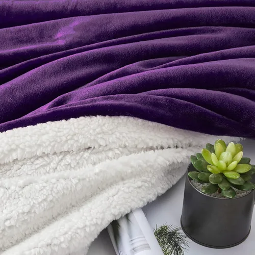 Miniatura 9 de Walensee Manta Sherpa de Forro Polar Mullida Throw Difusa Súper Suave Reversible de Franela de Microfibra para Sofá, Cama, Sillón Ultra Lujosa Morado