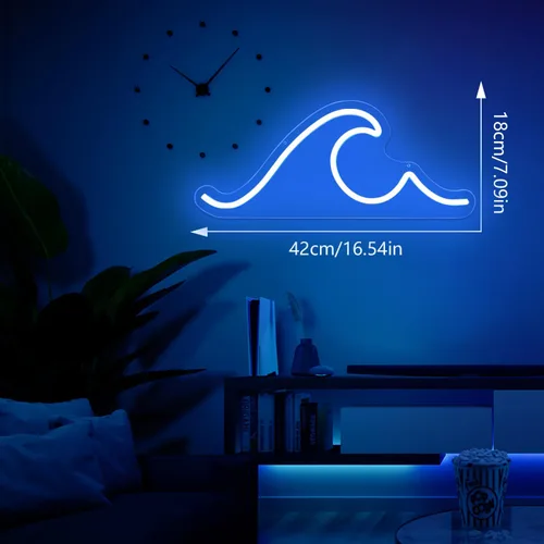 Miniatura 5 de Letrero de neón ondulado para decoración de pared, regulable, luces de noche, letrero de ondas LED, letrero de neón para sala de estar, dormitorio