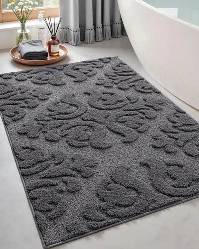 Miniatura 12 de DEXI - Alfombras de baño de 16"x24", alfombras antideslizantes para el suelo del baño, alfombra de baño ultrasuave y absorbente para la ducha, Beige