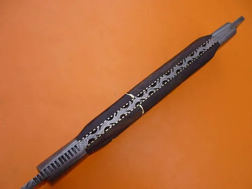Miniatura 3 de Espada. ¡Rara! Espada de machete de acero de Damasco forjada a mano. ¡Espada de caza gladiosa! Espada de caza con funda de cuero. Espada